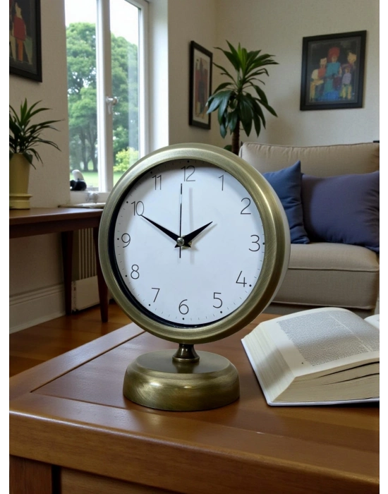 ® Vintage 25 x 20 Cm Sade Metal Masa Saati