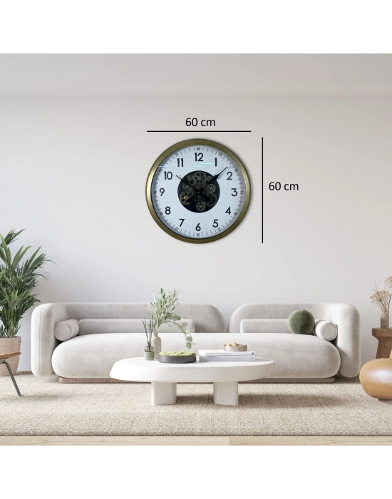® Vintage 60 Cm Çarklı Modern Duvar Saati