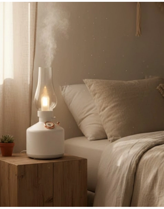 ® Vintage Dekoratif Gaz Lambası Görünümlü Aromaterapi Difüzör 1200 mAh USB Şarjlı