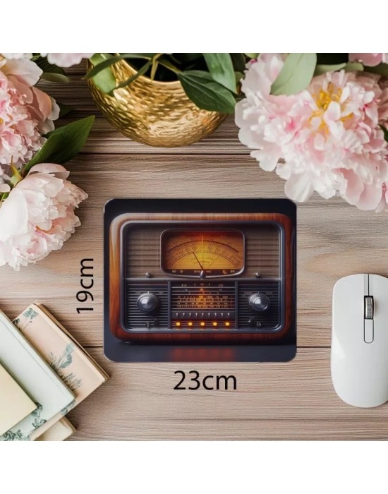 Vintage Dial Temalı Radyo Tasarımlı Mousepad - 19x23 cm 2 mm Dikdörtgen İthal Baskılı Mouse Pad