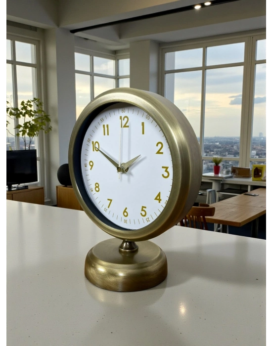 ® Vintage Luxury 25 x 20 Cm Eskitme Metal Masa Saati