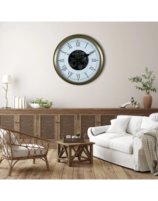 ® Vintage Roma Rakamlı 60 Cm Çarklı Duvar Saati