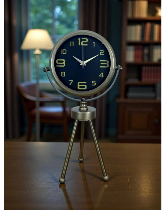 ® Vintage Tripod Eskitme Metal Üç Ayaklı Masa Saati