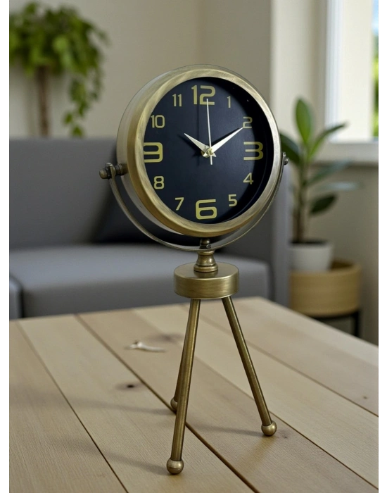 ® Vintage Tripod Eskitme Metal Üç Ayaklı Masa Saati
