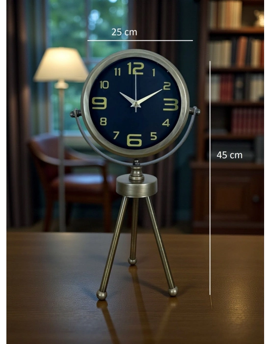 ® Vintage Tripod Eskitme Metal Üç Ayaklı Masa Saati