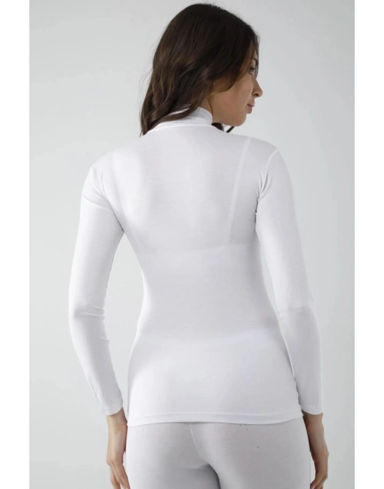 Vivaldi Kadın Beyaz Uzun Kol Balıkçı Body Likralı 353