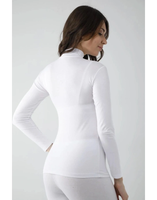 Vivaldi Kadın Beyaz Uzun Kol Balıkçı Body Likralı 353