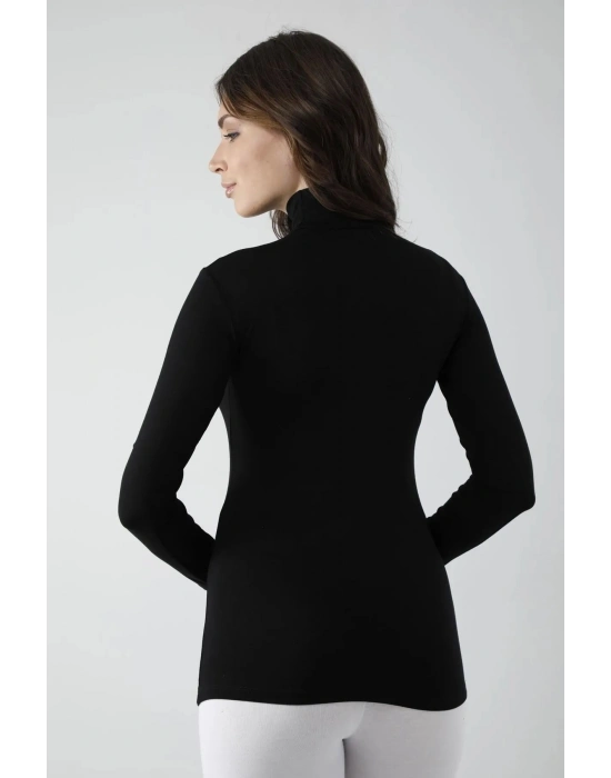 Vivaldi Kadın Sİyah Uzun Kol Balıkçı Body Likralı 353