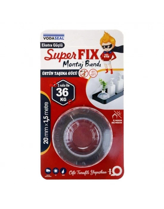Vodaseal Superfix Çift Taraflı Montaj Bandı 20 mm x 1,5 Metre