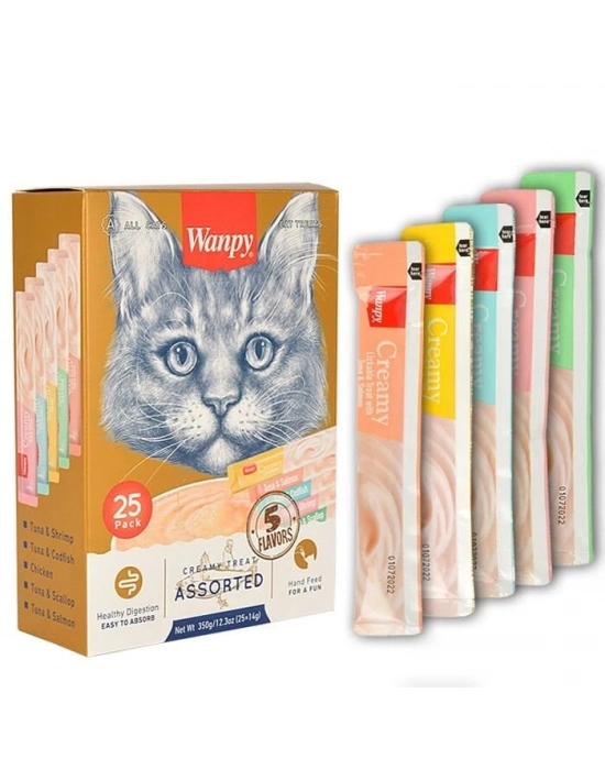 Wanpy Karışık Sıvı Kedi Ödül Maması 1 Adet 25x14 Gr