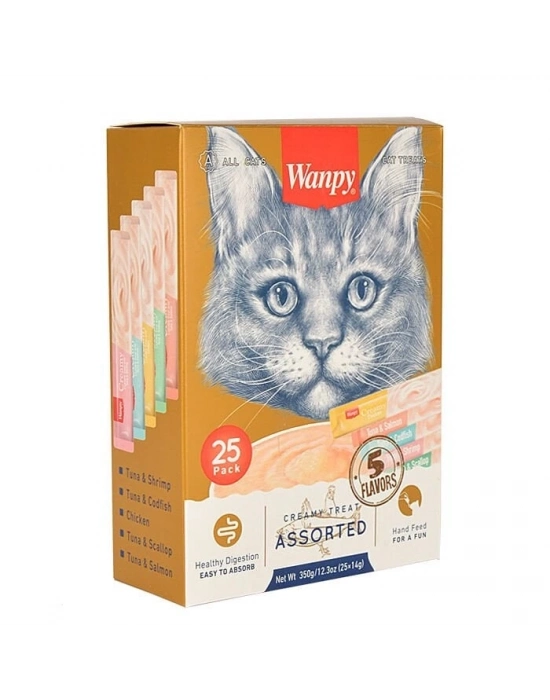 Wanpy Karışık Sıvı Kedi Ödül Maması 1 Adet 25x14 Gr