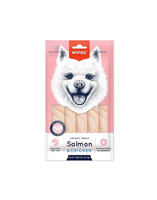 Wanpy Krema Somonlu ve Tavuklu Sıvı Köpek Ödülü 1 Adet 5x14 Gr