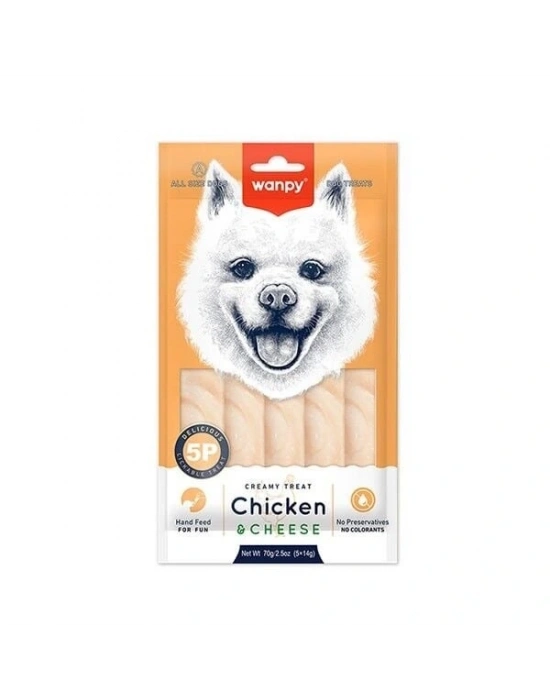 Wanpy Krema Tavuklu ve Peynirli Sıvı Köpek Ödülü 1 Adet 5x14 Gr