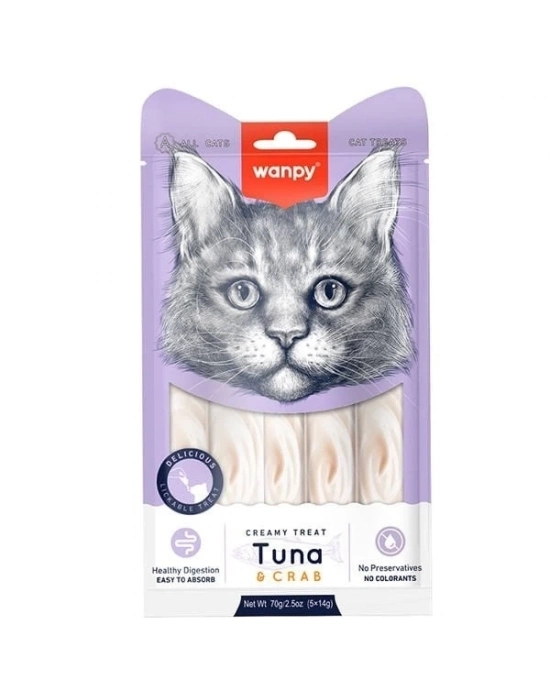 Wanpy Krema Ton Balık ve Yengeçli Kedi Ödül Maması 5 Adet 14 Gr
