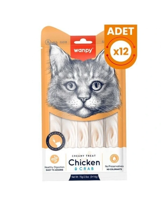Wanpy Kremalı Tavuk ve Yengeçli Kedi Ödül Maması 1 Adet 5x14 Gr