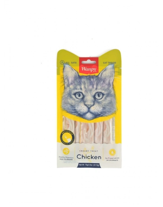Wanpy Tavuk Etli Krema Likit Hüptürük Kedi Ödülü 5X14GR
