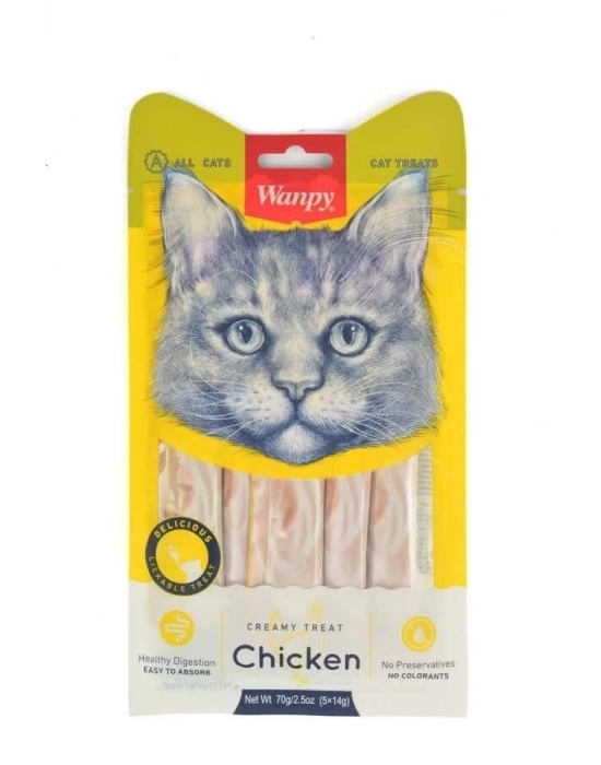 Wanpy Tavuklu Sıvı Kedi Ödül Maması 5x14 Gr