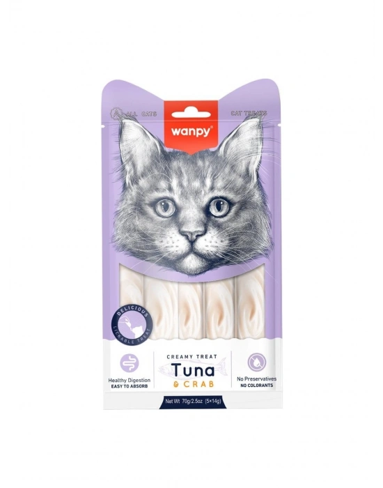 Wanpy Ton Balıklı Yengeçli Krema Likit Kedi Ödülü 5X14GR