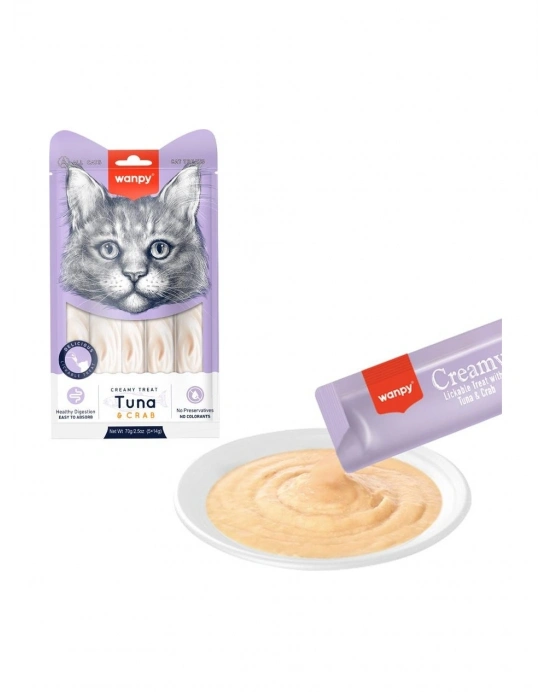 Wanpy Ton Balıklı Yengeçli Krema Likit Kedi Ödülü 5X14GR