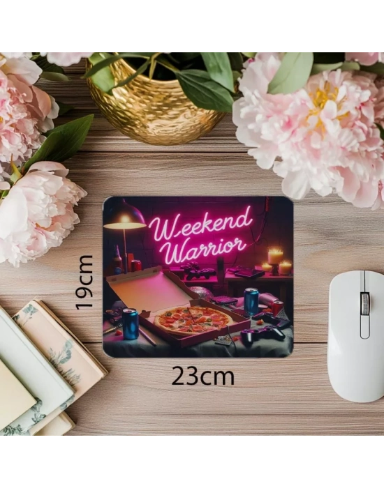 Weekend Warrior Yazılı Komik Gamer Mousepad - 19x23 cm 2 mm Dikdörtgen İthal Baskılı Mouse Pad