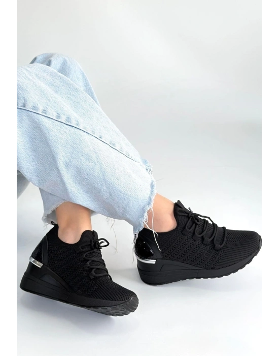 Weor Siyah Triko Bağcıklı Spor Ayakkabı