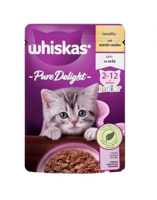 Whiskas Pouch Pure Delight Jöle İçerisinde Tavuklu Yavru Kedi Konservesi 1 Adet 85 Gr