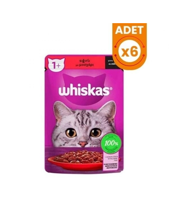 Whiskas Pouch Sos İçerisinde Sığır Etli Yetişkin Konserve Kedi Maması 1 Adet 85 Gr