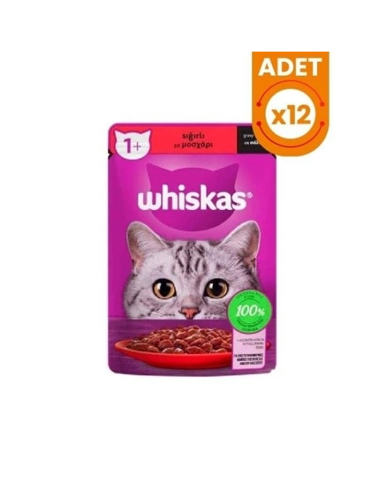 Whiskas Pouch Sos İçerisinde Sığır Etli Yetişkin Konserve Kedi Maması 1 Adet 85 Gr
