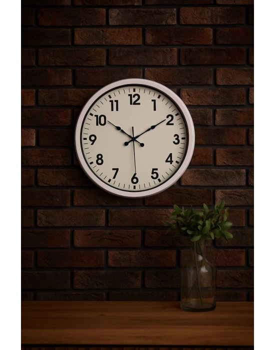 ® White Classic Modern 52 Cm Metal Duvar Saati