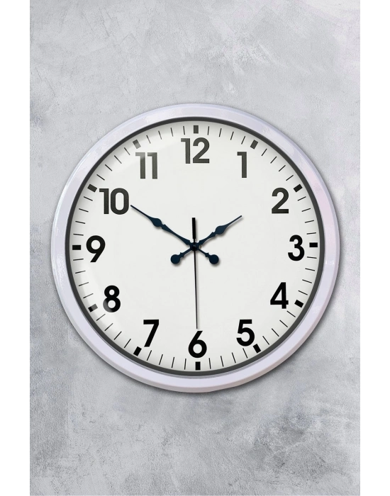 ® White Classic Modern 52 Cm Metal Duvar Saati