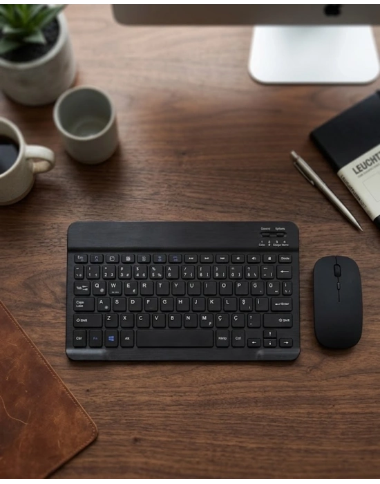 Wireless Klavye Mouse Seti Bluetooth Bağlantılı İnce Tasarım Sessiz Kullanım