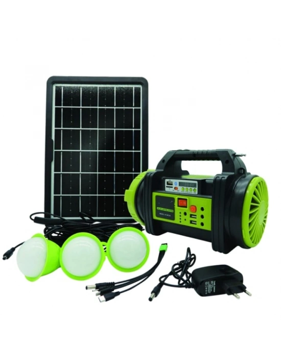 Wıson Ws-5683 Şarjlı 30w Solar Şarjlı Ev Aydınlatma Seti Radyo Ve Fan Powebank
