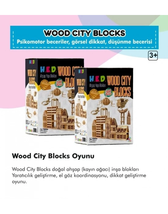 Wood City Blocks Ahşap Şehir Blokları (kayın Ağacı)