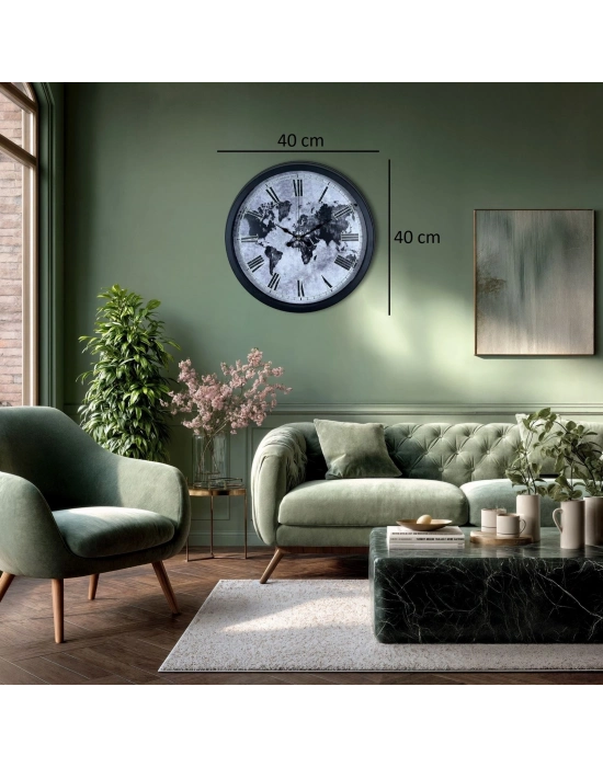 Worldline Black 40 Cm Metal Duvar Saati