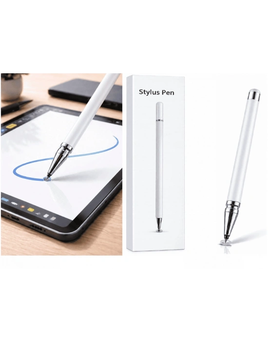 Xiaomi Redmi Note 12 Pro 4g Uyumlu Dokunmatik Stylus Kalem Disk Uçlu Hassas Beyaz Tablet Telefon Çizim Kalemi