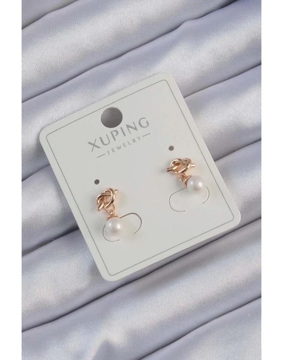 Xuping Rose Renk İnci Taşlı Düğüm Küpe