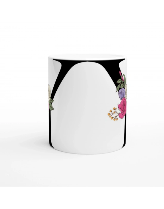 Y Harfi Romantik Çiçekli Kupa Bardak