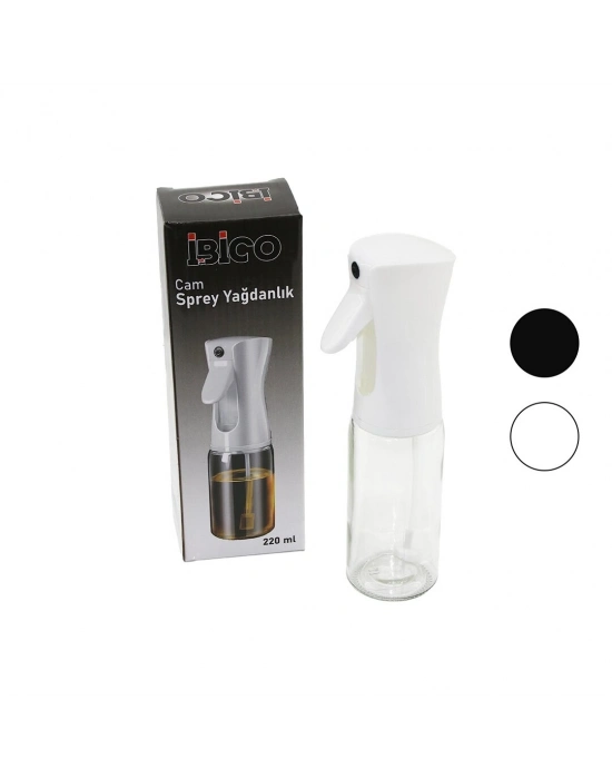 İbico İ22-168 ( Cam ) ( 220ml ) Yağdanlık ( Sprey ) ( Siyah & Beyaz Plastik Başlık )*80