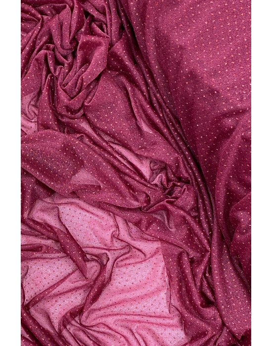 Yağmur Damlası Simli Abiye Elbise Şallık Tül Kumaş Bordo 23