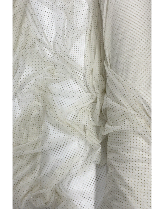 Yağmur Damlası Simli Abiye Elbise Şallık Tül Kumaş Ekru 12