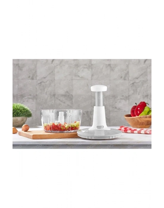 Yakut Üstten Basmalı El Rondo Blender Çelik Bıcaklı Beyaz
