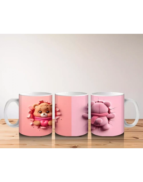 Yan Yana Pembe Ayıcıklar – Baskılı Kahve Kupası