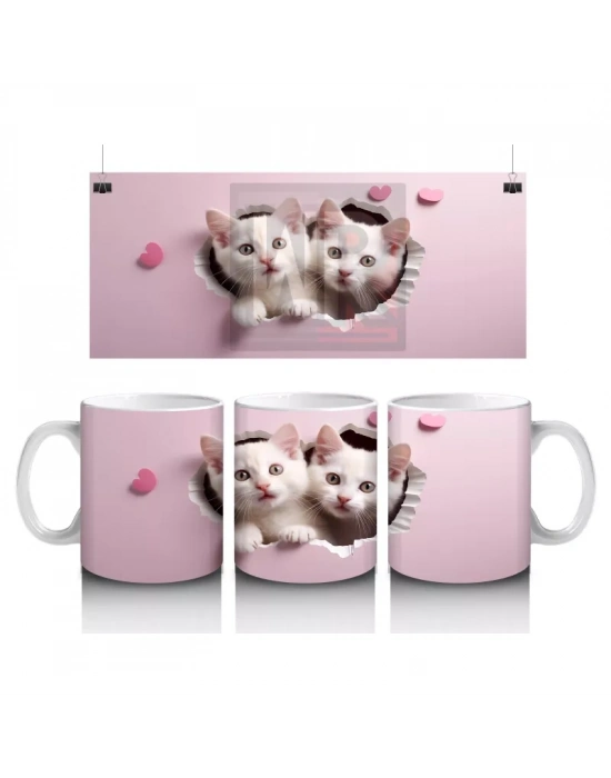 Yan Yana Sevimli Yavru Kediler – Baskılı Kahve Kupası