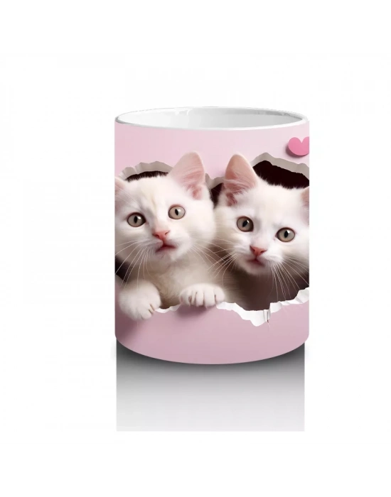 Yan Yana Sevimli Yavru Kediler – Baskılı Kahve Kupası