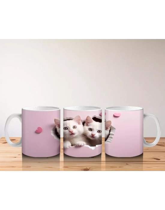 Yan Yana Sevimli Yavru Kediler – Baskılı Kahve Kupası