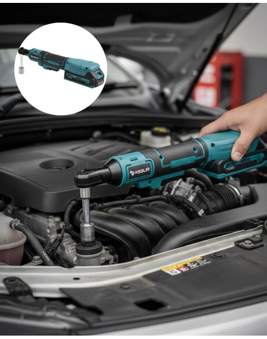 ® Yandan Sıkma Somun İçin Akülü Cırcır Anahtar Dar Alan Uyumlu