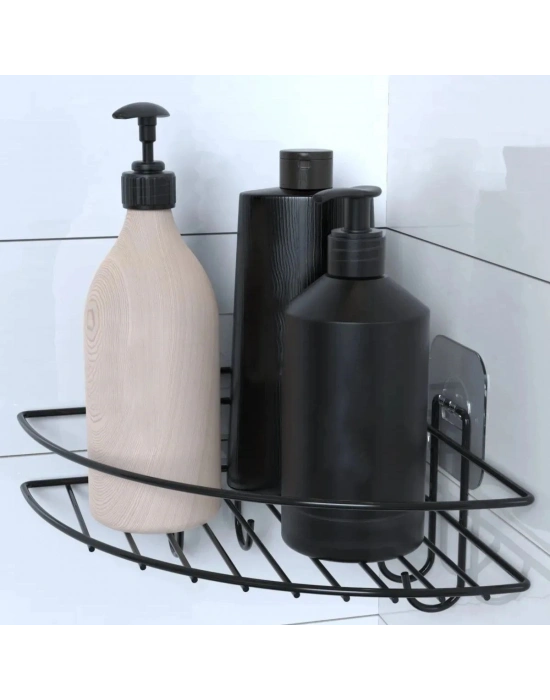 ®  Yapışkanlı Banyo Köşeliği Kancalı Köşe Rafı Duş Şampuanlık Duvar Düzenleyici Organizer Raf