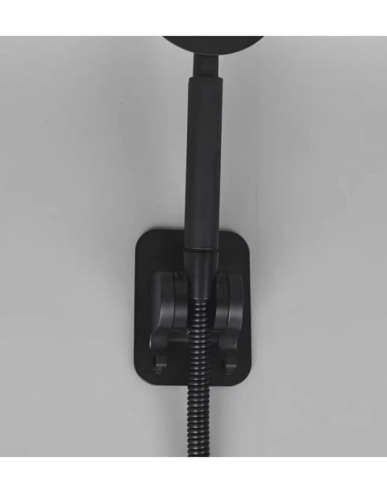 ® Yapışkanlı Duş Başlığı Tutucu Ayarlı Askılı Siyah