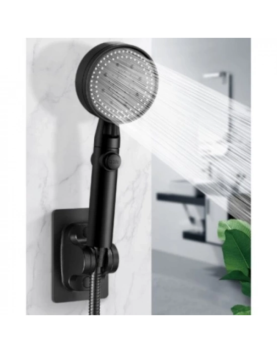 Yapışkanlı Duş Başlığı Tutucu Ayarlı Siyah