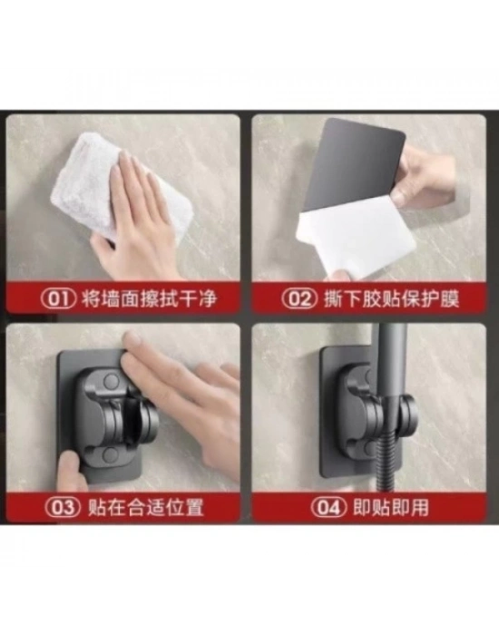 Yapışkanlı Duş Başlığı Tutucu Ayarlı Siyah